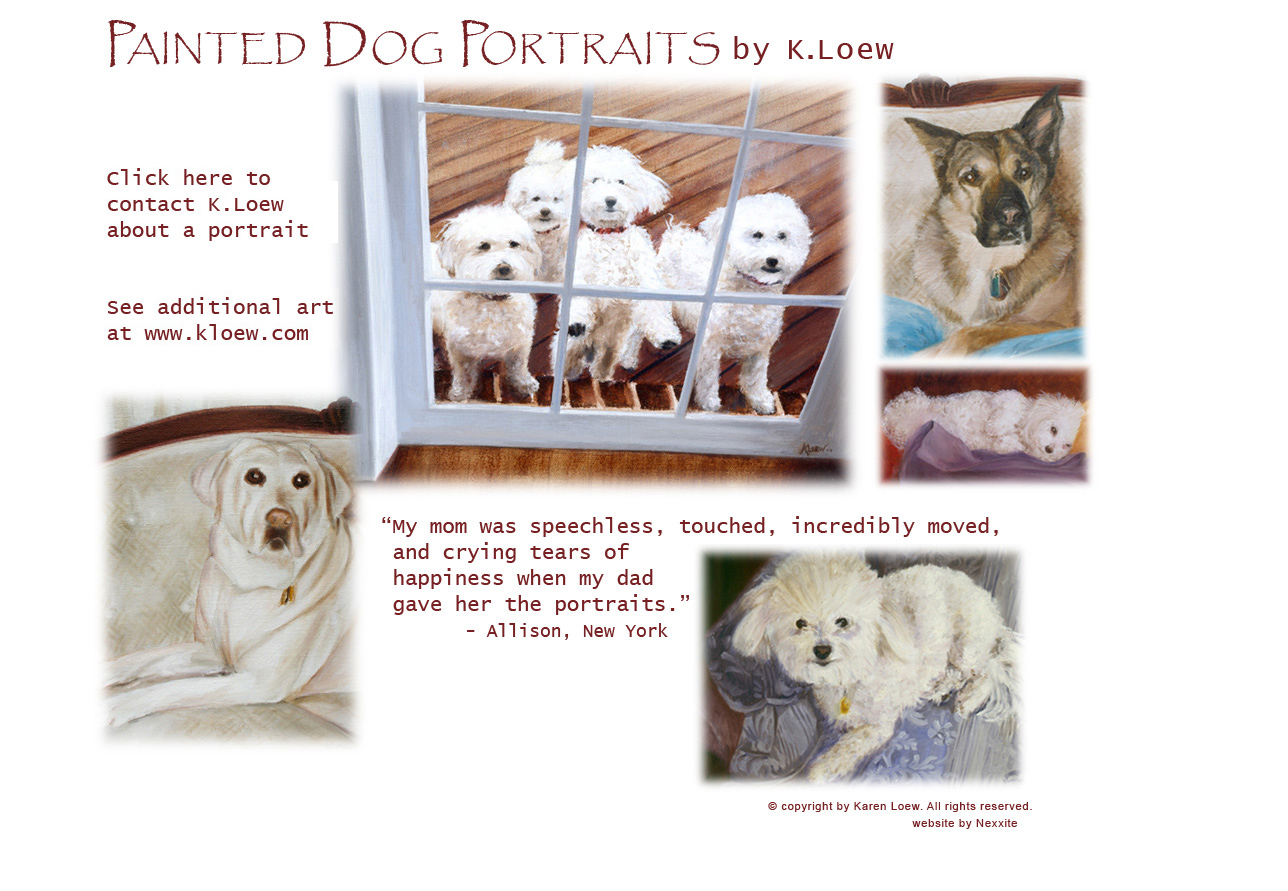 Dog portraits in oil or pastel by K. Loew